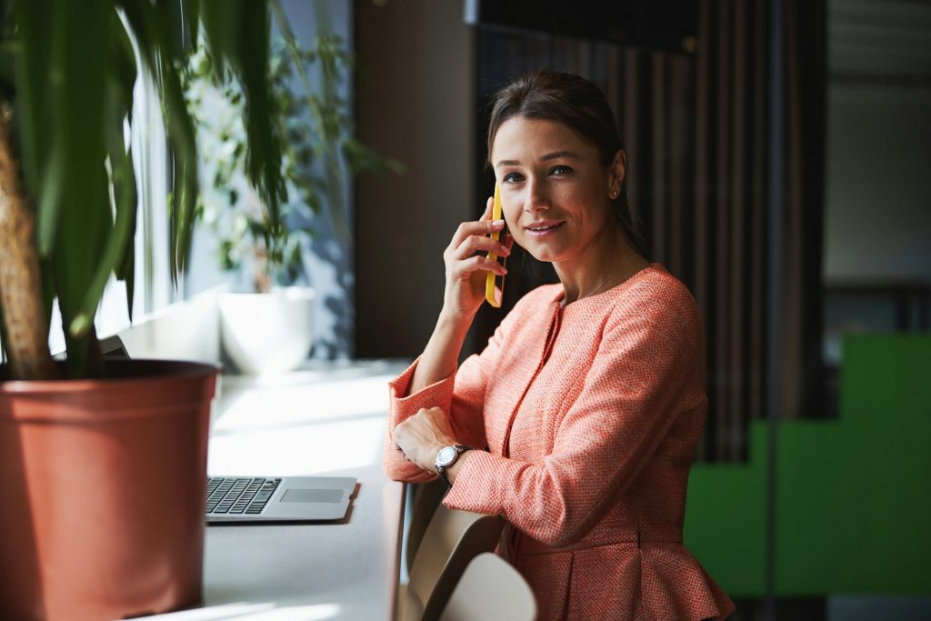 business person on the phone